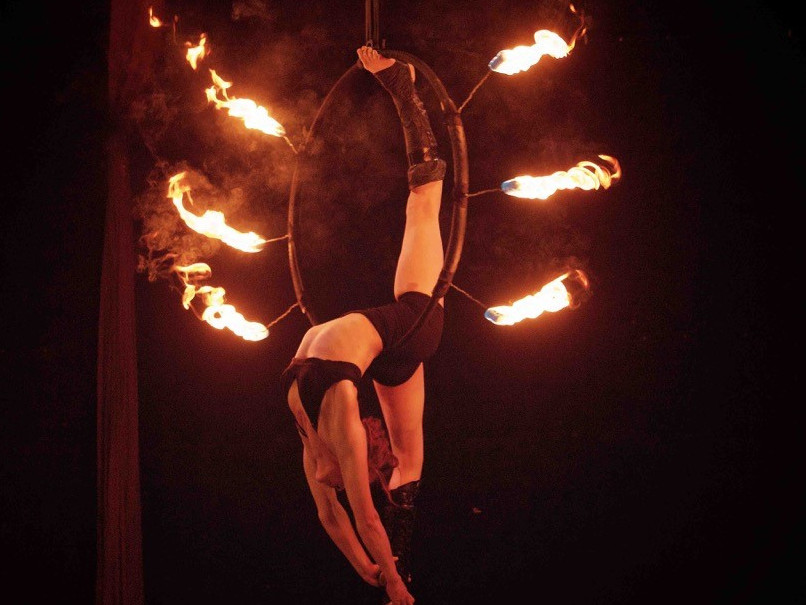 Freestanding Fire Aerial Hoop FullCircle